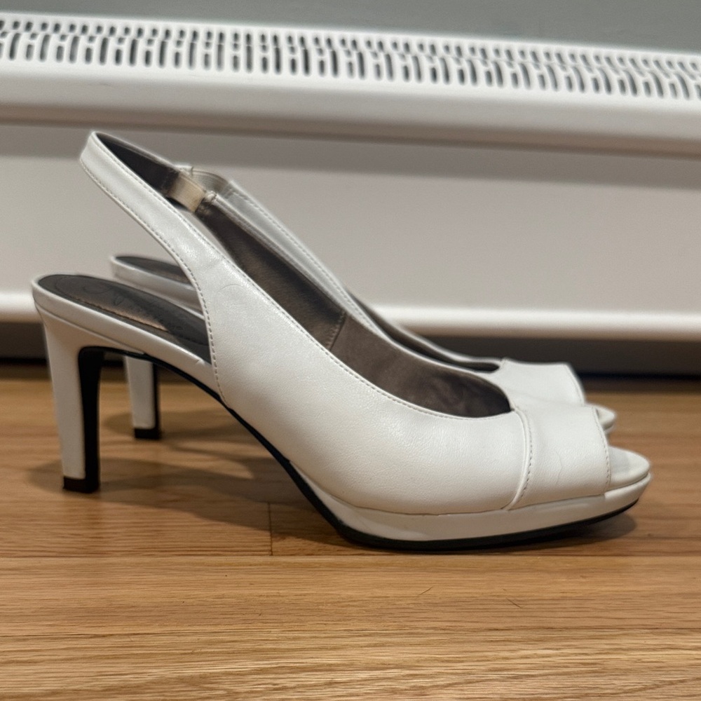 White Slingback, Peep-toe Heels